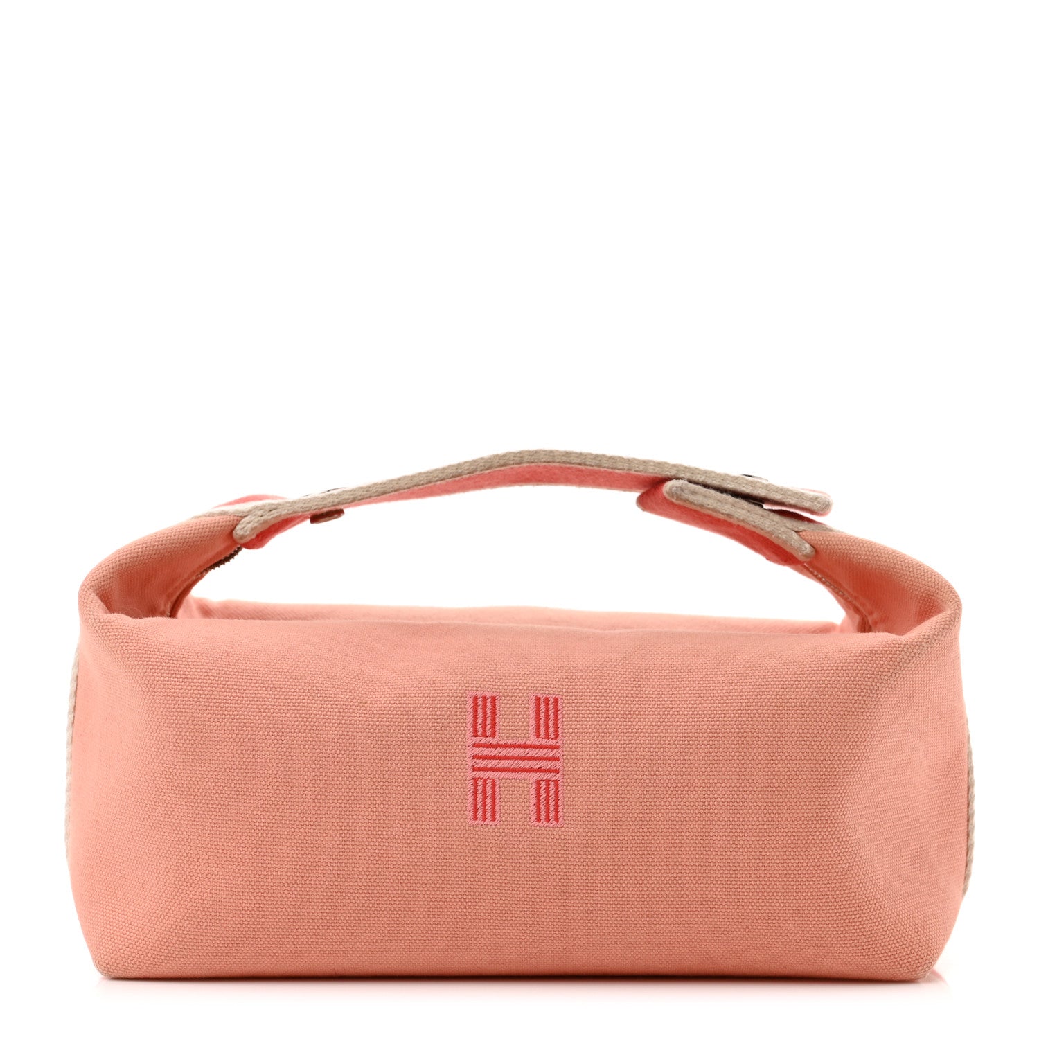 HERMES Canvas Small Bride-A-Brac Pouch in the color Goyave by FASHIONPHILE