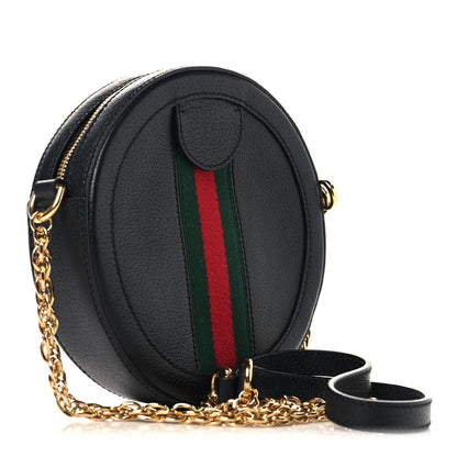 Gucci Grained Calfskin Web Mini Ophidia Round Shoulder Bag Black 3 of 10
