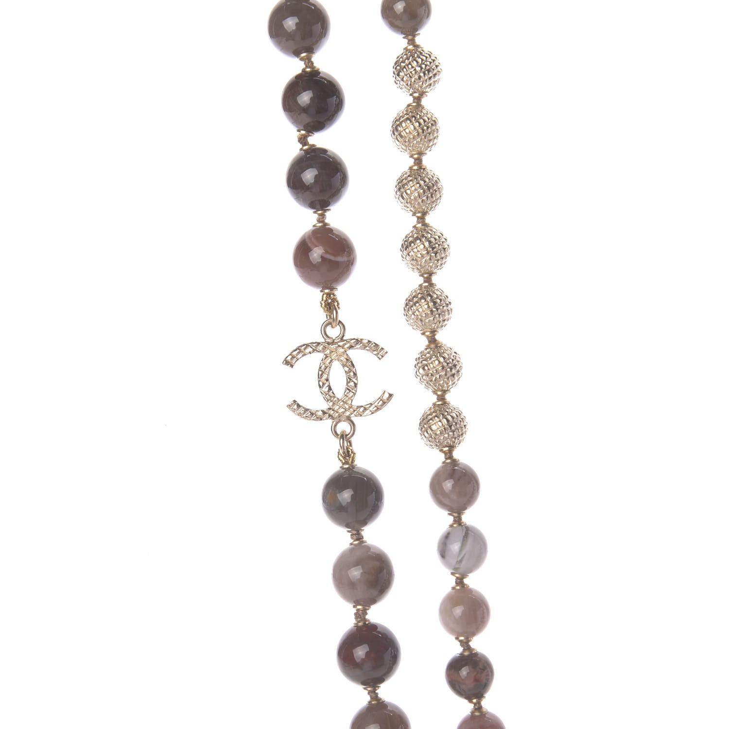 Chanel Beaded CC Necklace Gold Mauve 3 of 5