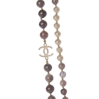 Chanel Beaded CC Necklace Gold Mauve 3 of 5
