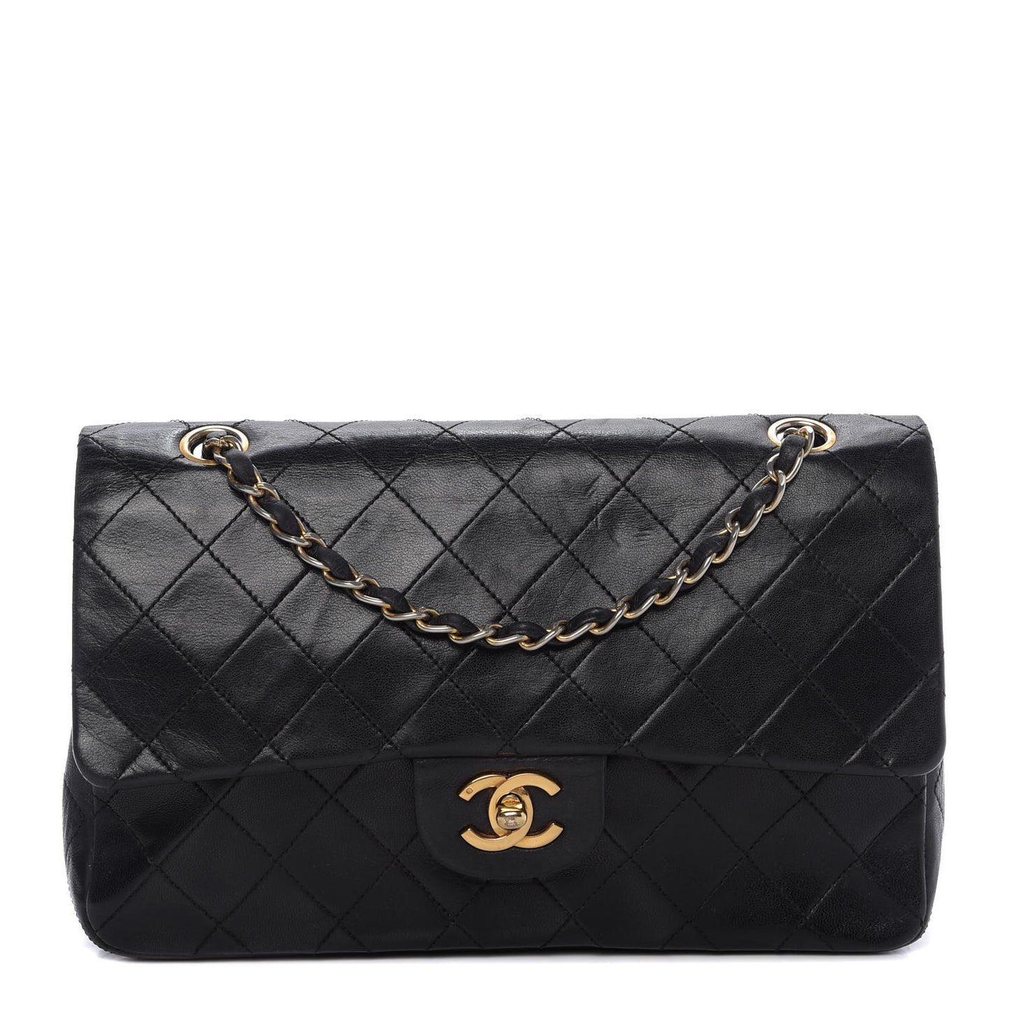 Lambskin Quilted Small Double Flap Black