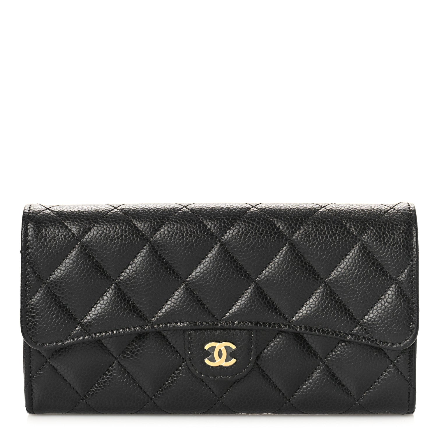 Chanel Caviar Quilted Large Gusset Flap Wallet Black 1 of 10