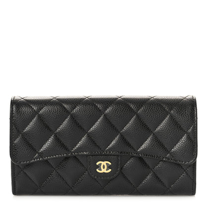 Chanel Caviar Quilted Large Gusset Flap Wallet Black 1 of 10