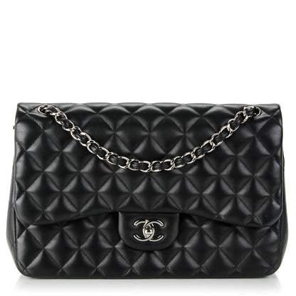 Chanel Lambskin Quilted Jumbo Double Flap Black 1 of 9