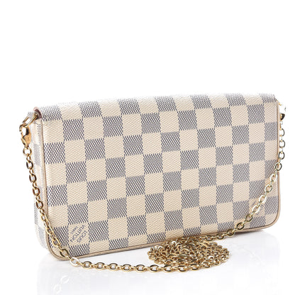 Louis Vuitton Damier Azur Pochette Felicie Chain Wallet Rose Ballerine 4 of 11