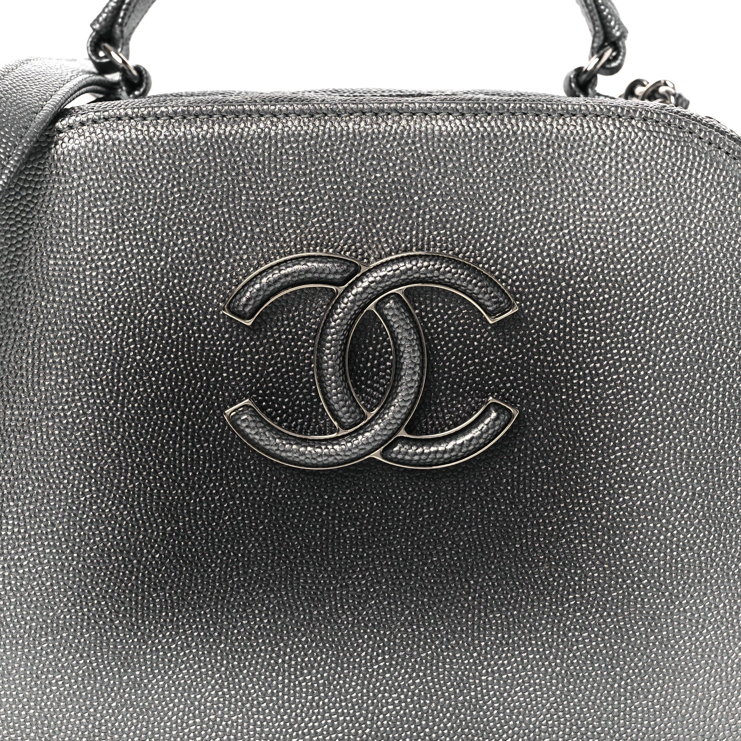 Chanel Metallic Caviar Small Coco Curve Vanity Bag Navy Blue Silver 8 of 12