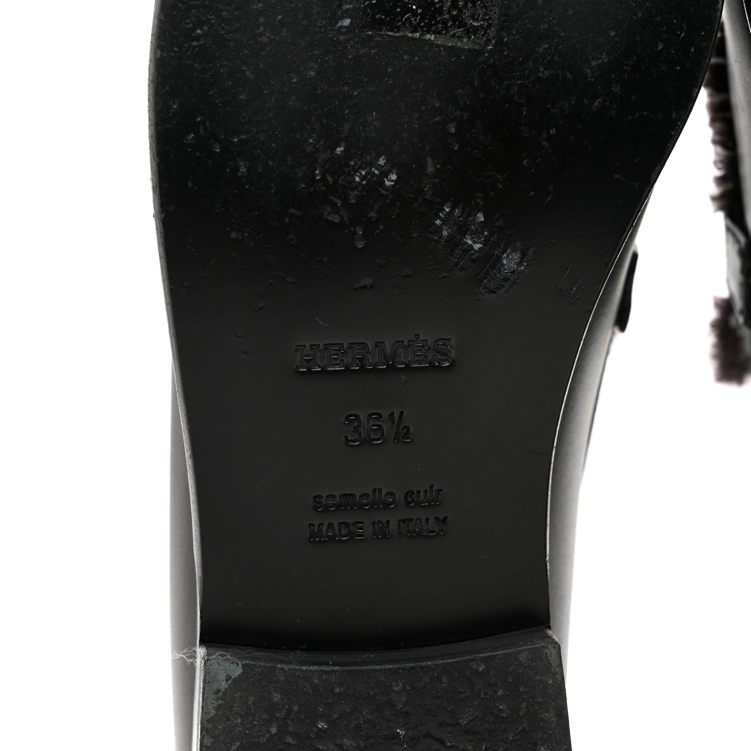 Hermes Toile Calfskin Fray Womens Destin Loafer 36.5 Black Prunoir 6 of 8