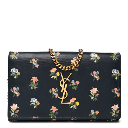 Saint Laurent Calfskin Prairie Flower Printed Small Monogram Clutch Black Multicolor 1 of 12