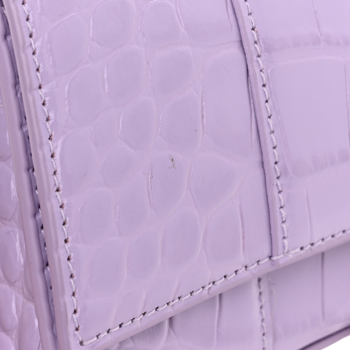Shiny Calfskin Crocodile Embossed Hourglass Chain Bag Lilac