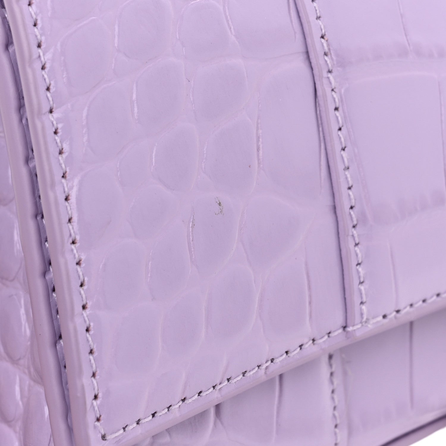 Balenciaga Shiny Calfskin Crocodile Embossed Hourglass Chain Bag Lilac 10 of 10