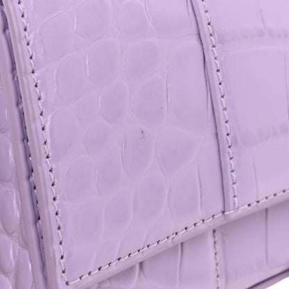 Balenciaga Shiny Calfskin Crocodile Embossed Hourglass Chain Bag Lilac 10 of 10
