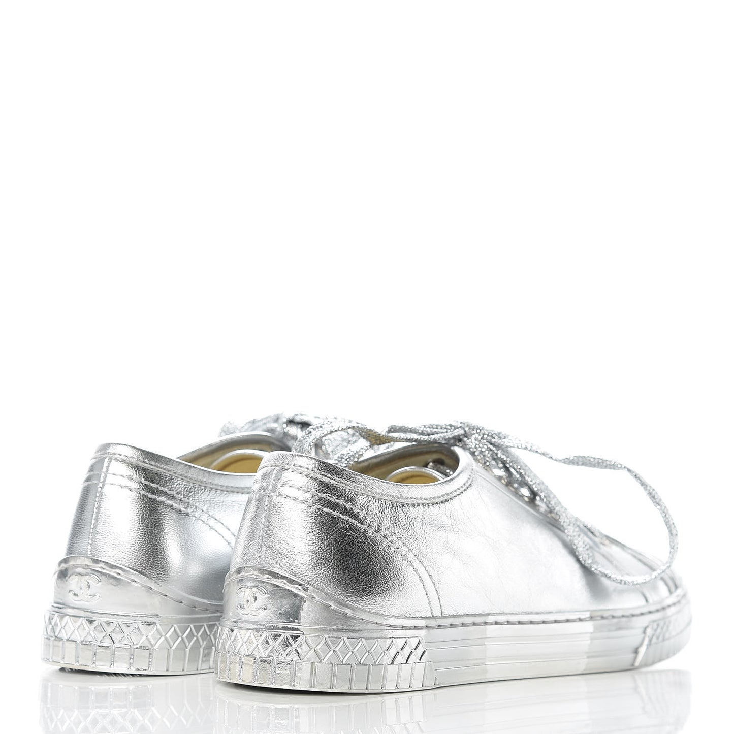 Laminated Lambskin Sneakers 40 Silver