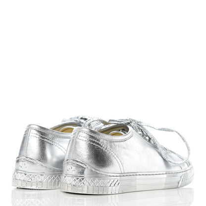 Chanel Laminated Lambskin Sneakers 40 Silver 4 of 9