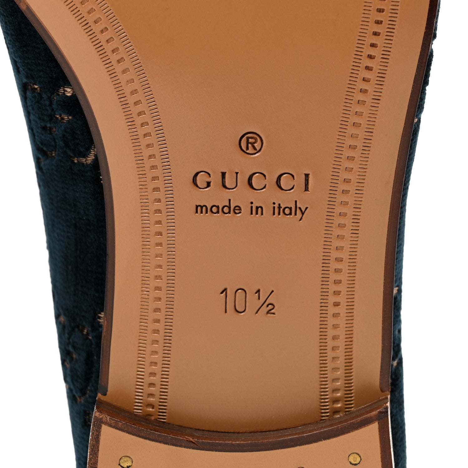 Gucci Velvet GG Monogram Horsebit Mens Jordaan Loafers 10.5 Blue Beige 7 of 9