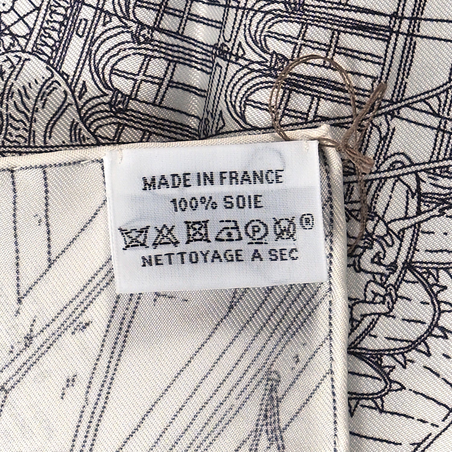 Hermes Silk Le Grand Prix du Faubourg Scarf 90 White Black Gris 3 of 3