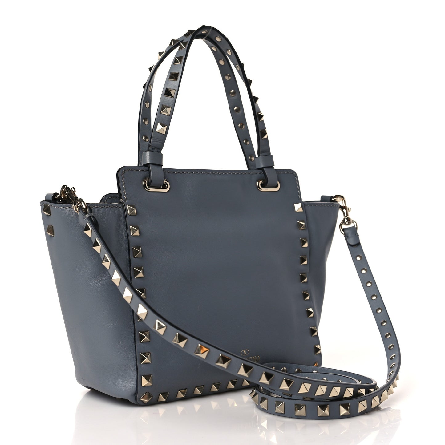 Vitello Mini Rockstud Tote Light Stone