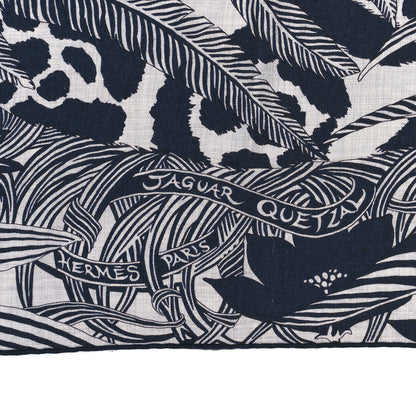 Hermes Cashmere Silk Jaguar Quetzal Shawl 140 Gris Chine Bleu Black Gris 2 of 3