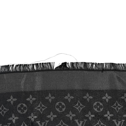 Louis Vuitton Silk Lurex Wool Monogram Shine Shawl Black 4 of 4
