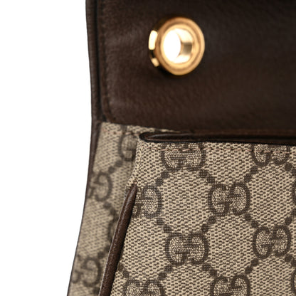 Gucci GG Supreme Monogram Textured Dollar Calfskin Web Medium Blondie Shoulder Flap Bag Beige Ebony New Acero 11 of 15