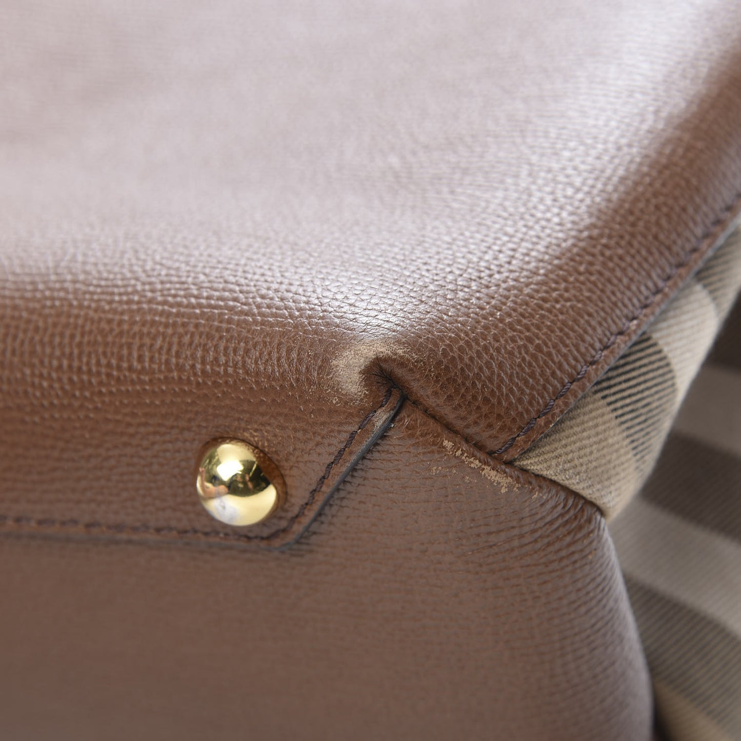 Grainy Calfskin House Check Medium Banner Tote Tan