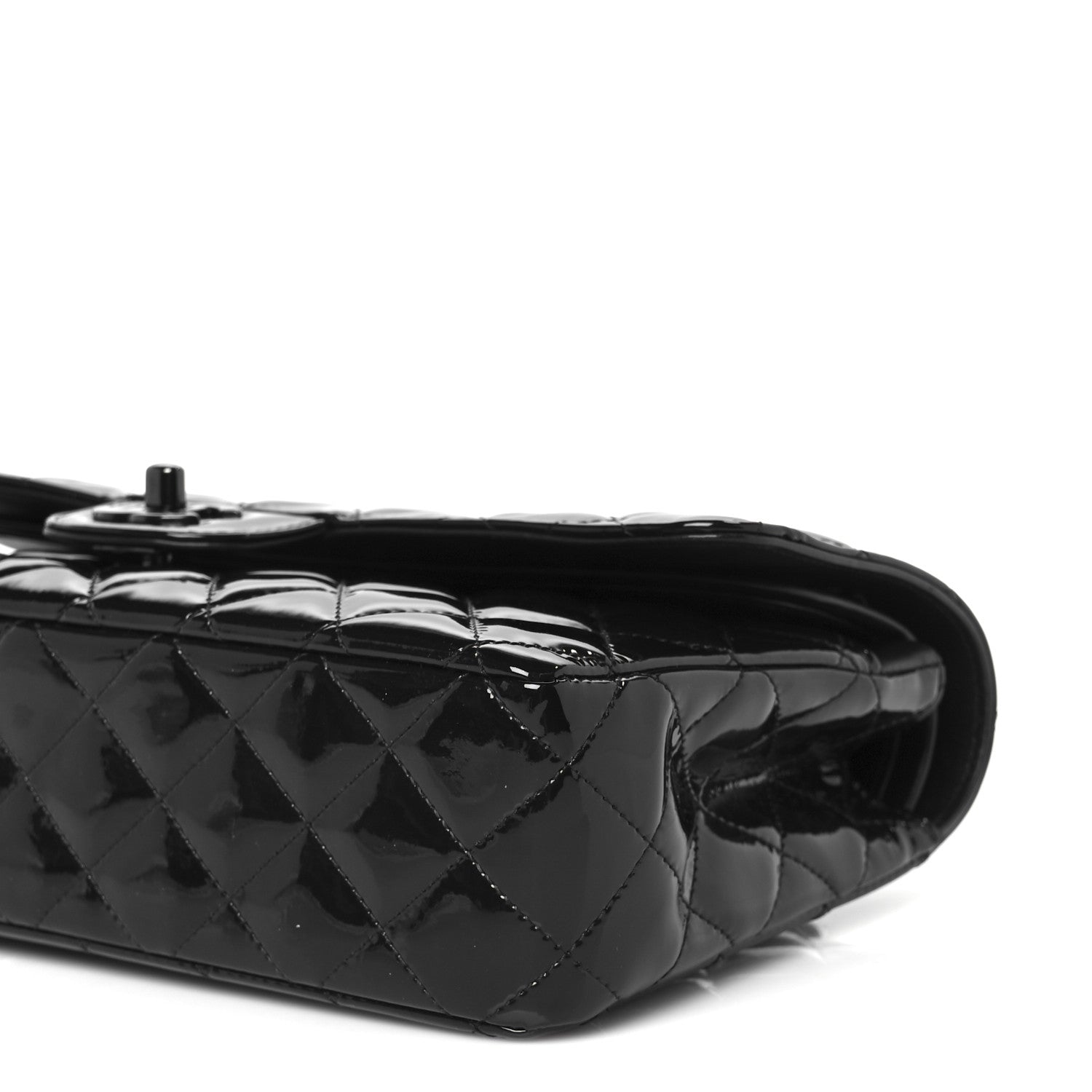Chanel Patent Calfskin Quilted Medium Double Flap So Black So Black 11 of 11