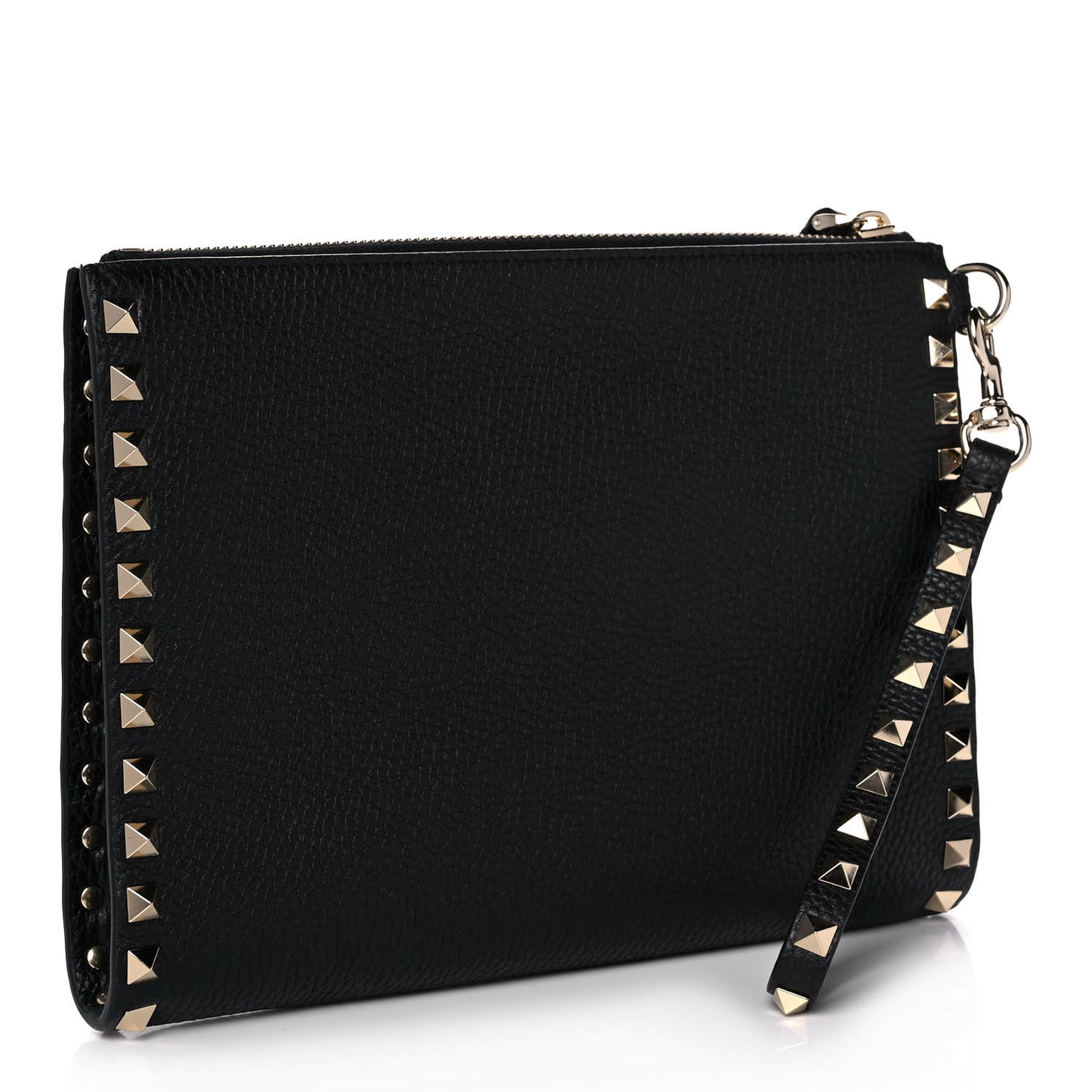 Nappa Medium Rockstud Flat Pouch Black