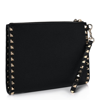 Valentino Garavani Nappa Medium Rockstud Flat Pouch Black 3 of 9