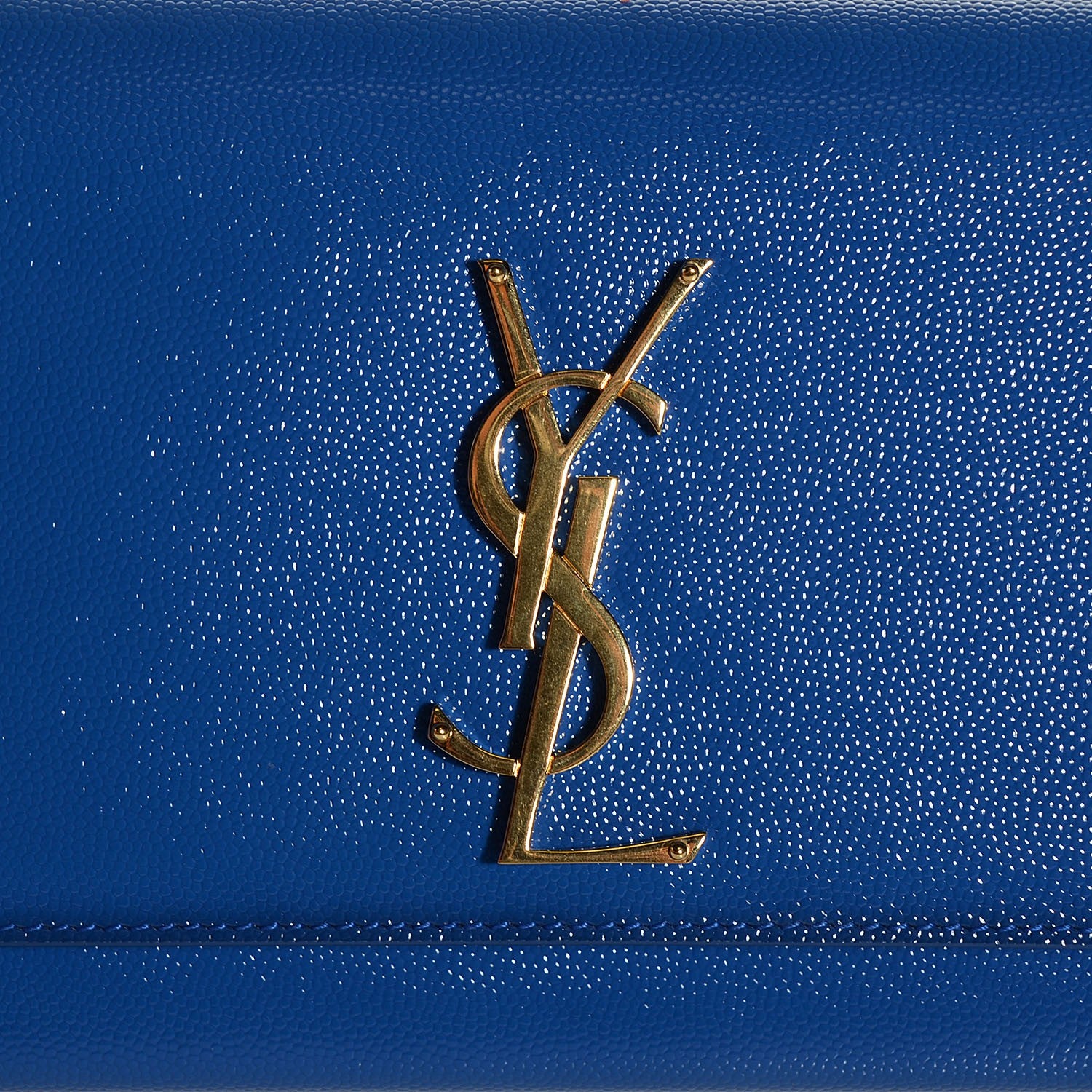 Saint Laurent Textured Patent Calfskin Classic Monogram Clutch Royal Blue 6 of 8