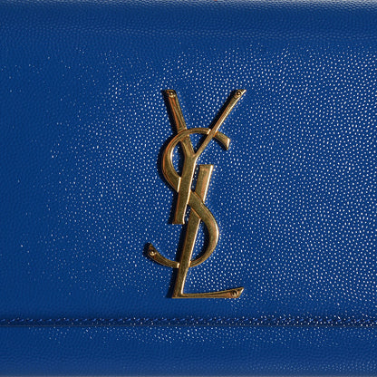 Saint Laurent Textured Patent Calfskin Classic Monogram Clutch Royal Blue 6 of 8