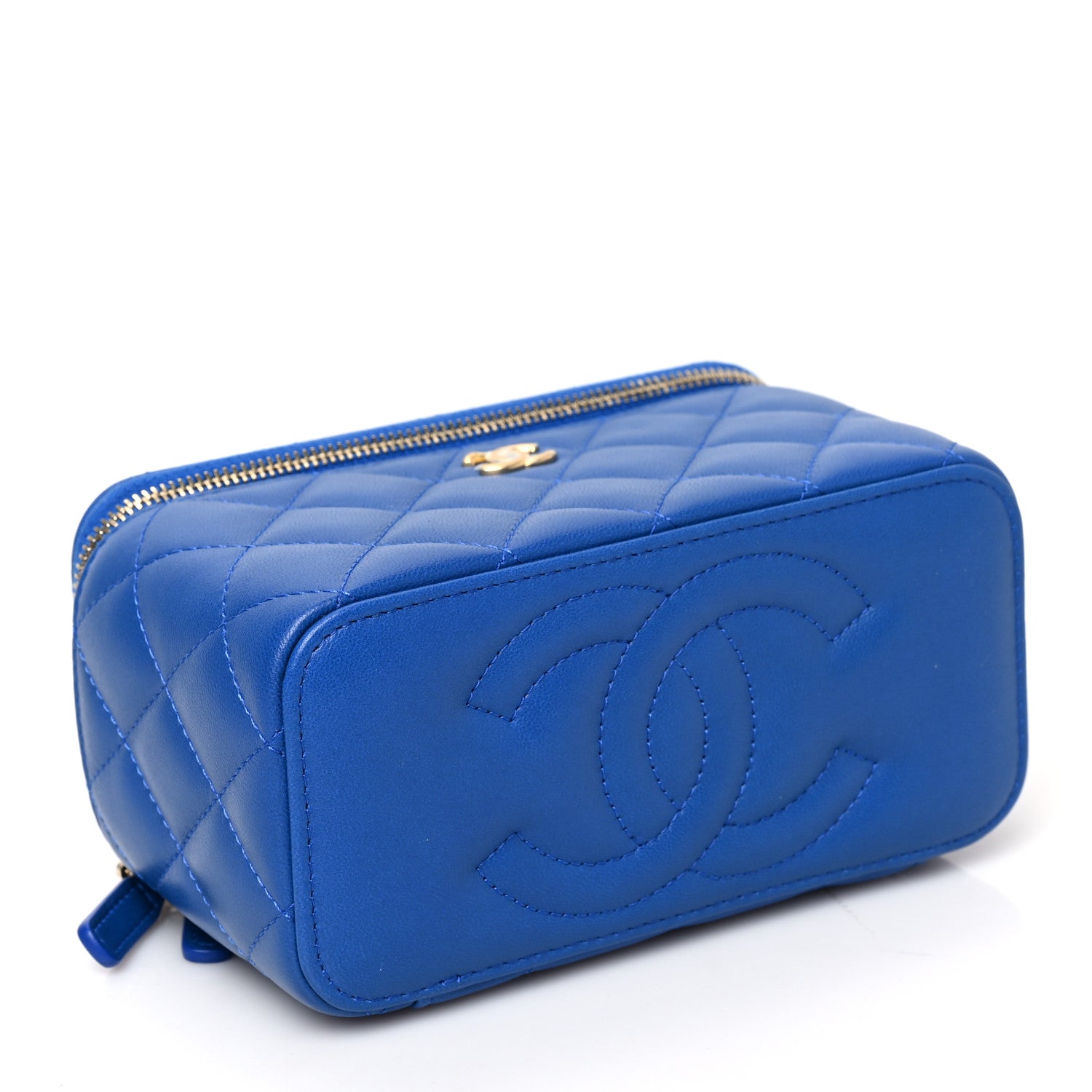 Chanel Lambskin Quilted Pearl Crush Small Vanity Case With Chain Blue 3 of 9