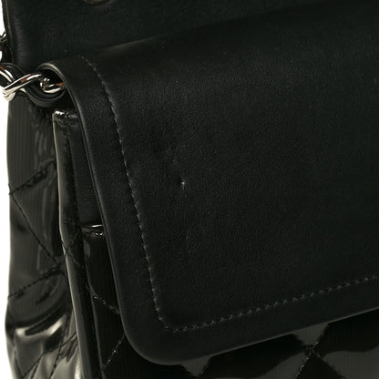 Chanel Striated Patent Quilted Jumbo Double Flap Dark Gray 5 of 8