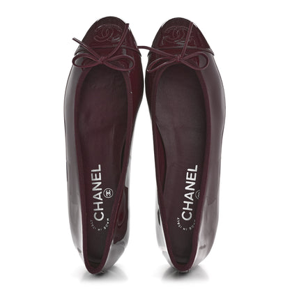 Chanel Patent Cap Toe Ballerina Flats 38 Prune 5 of 10
