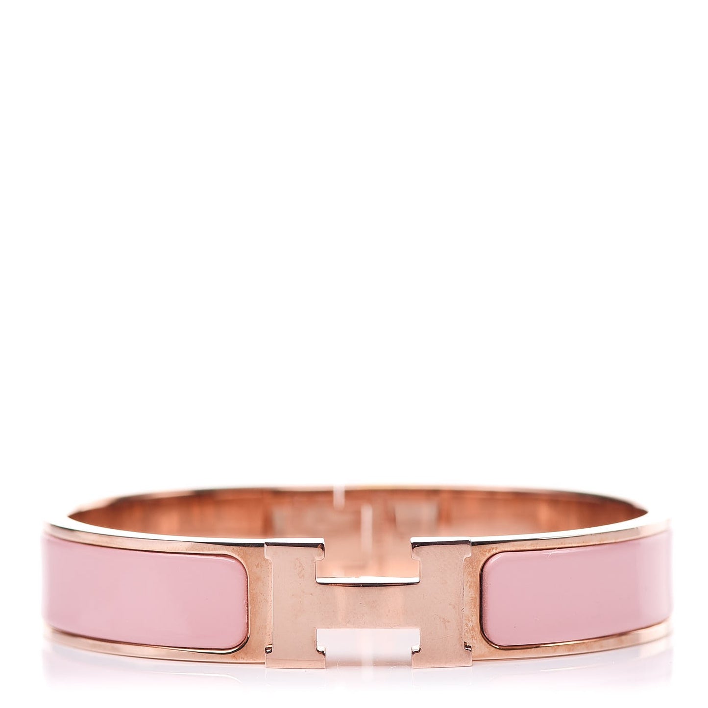 Enamel Narrow Clic Clac H Bracelet PM Rose Nacarat