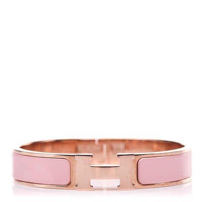 Hermes Enamel Narrow Clic Clac H Bracelet PM Rose Nacarat 1 of 6