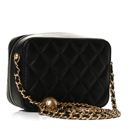 Chanel Lambskin Quilted CC Pearl Crush Camera Case Black 3 of 12