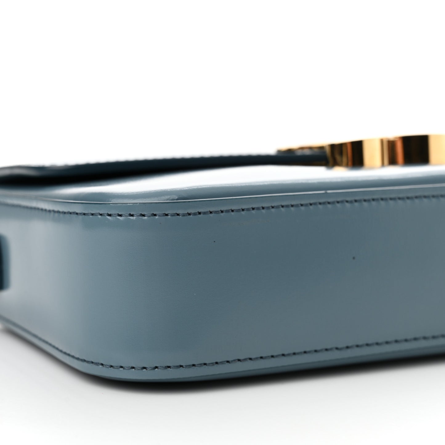 Shiny Calfskin Triomphe Shoulder Bag Denim