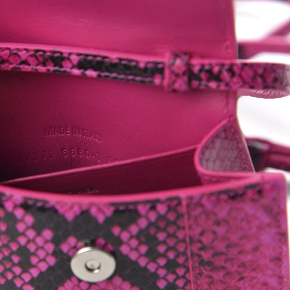 Balenciaga Shiny Calfskin Python Effect Hourglass Top Handle Bag Mini Fuchsia Black 9 of 9