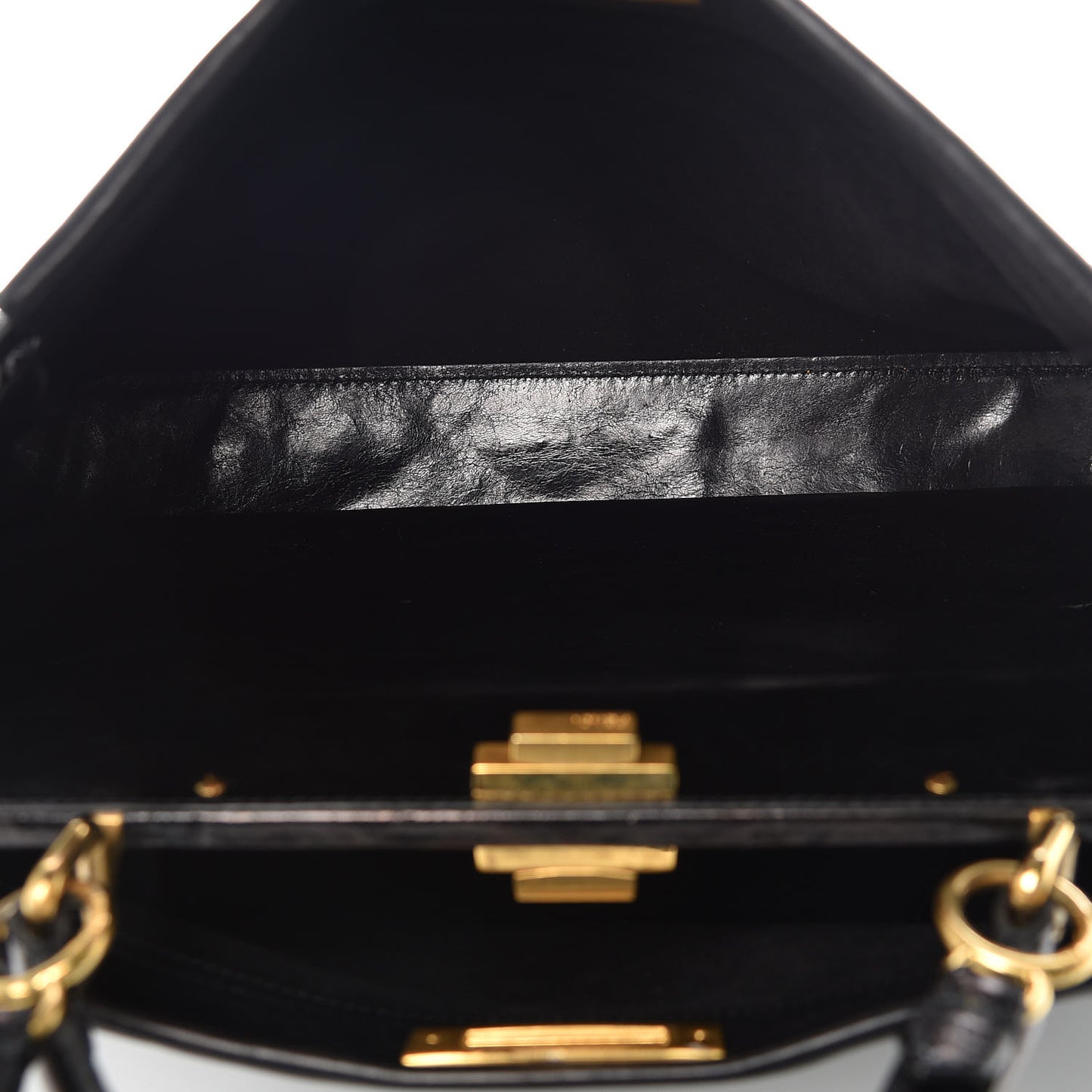 Vitello Saddle Large Peekaboo Iconic Satchel Black