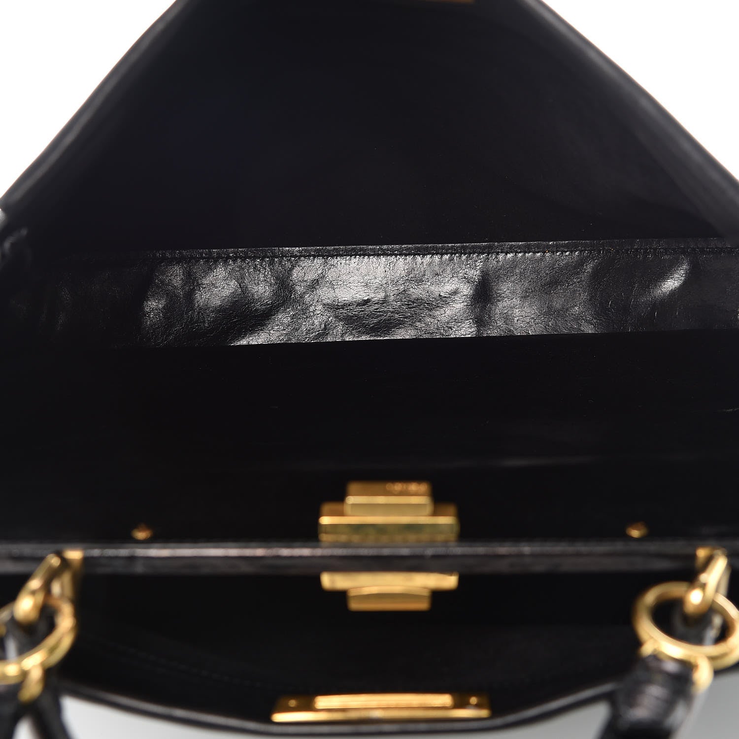 Fendi Vitello Saddle Large Peekaboo Iconic Satchel Black 6 of 10
