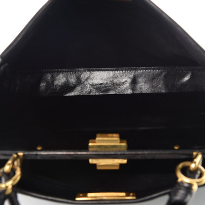Fendi Vitello Saddle Large Peekaboo Iconic Satchel Black 6 of 10