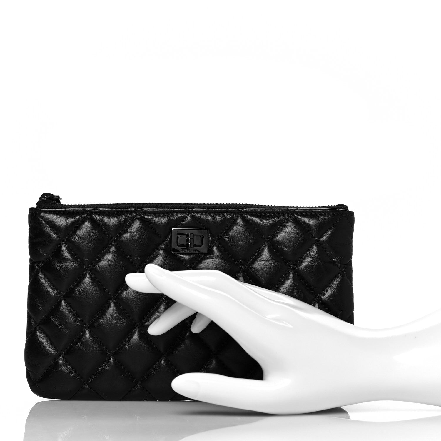 Chanel Aged Calfskin Quilted Medium Reissue Cosmetic Case So Black 2 of 10