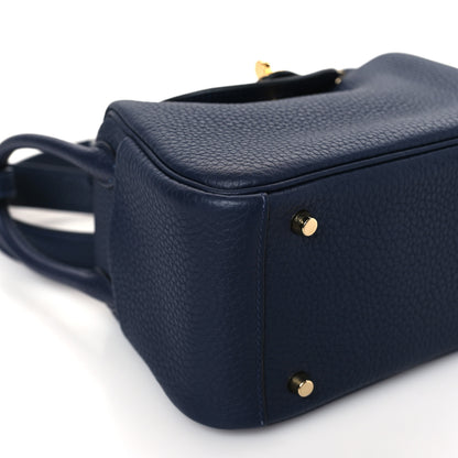 Hermes Taurillon Clemence Mini Lindy 20 Bleu Saphir 8 of 10