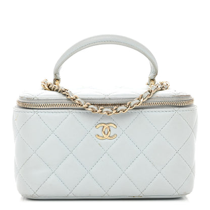 Chanel Lambskin Quilted Small Top Handle Vanity Case With Chain Light Blue 1 of 12
