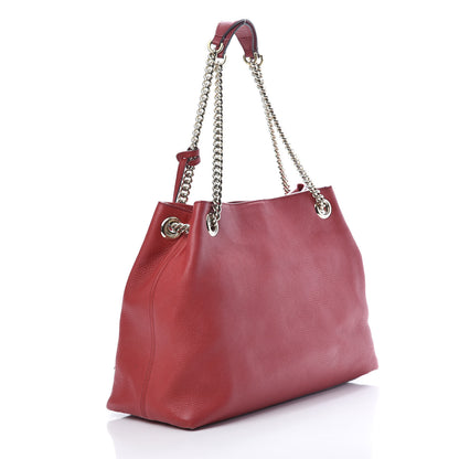 Gucci Pebbled Calfskin Medium Soho Chain Shoulder Bag Tabasco Red 3 of 17