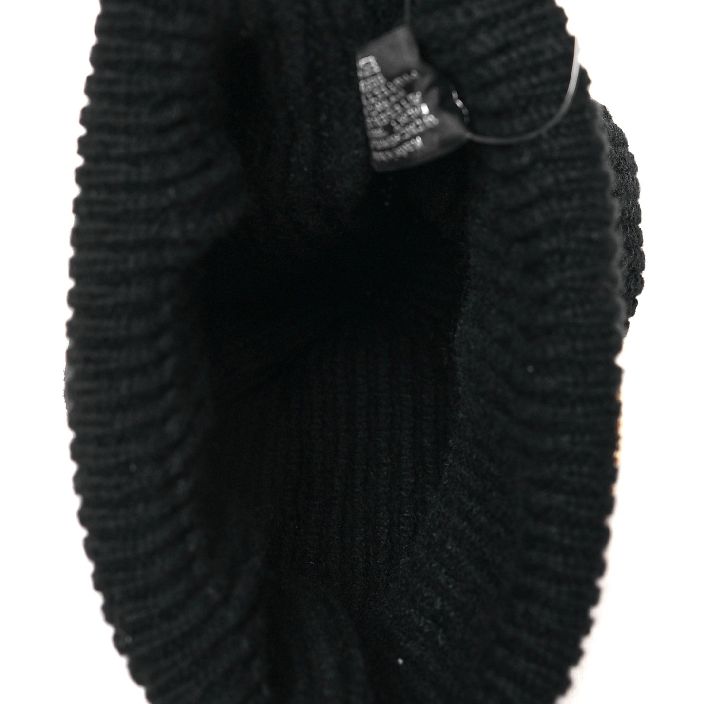 Cashmere Sequin Logo Beanie Hat Black Gold