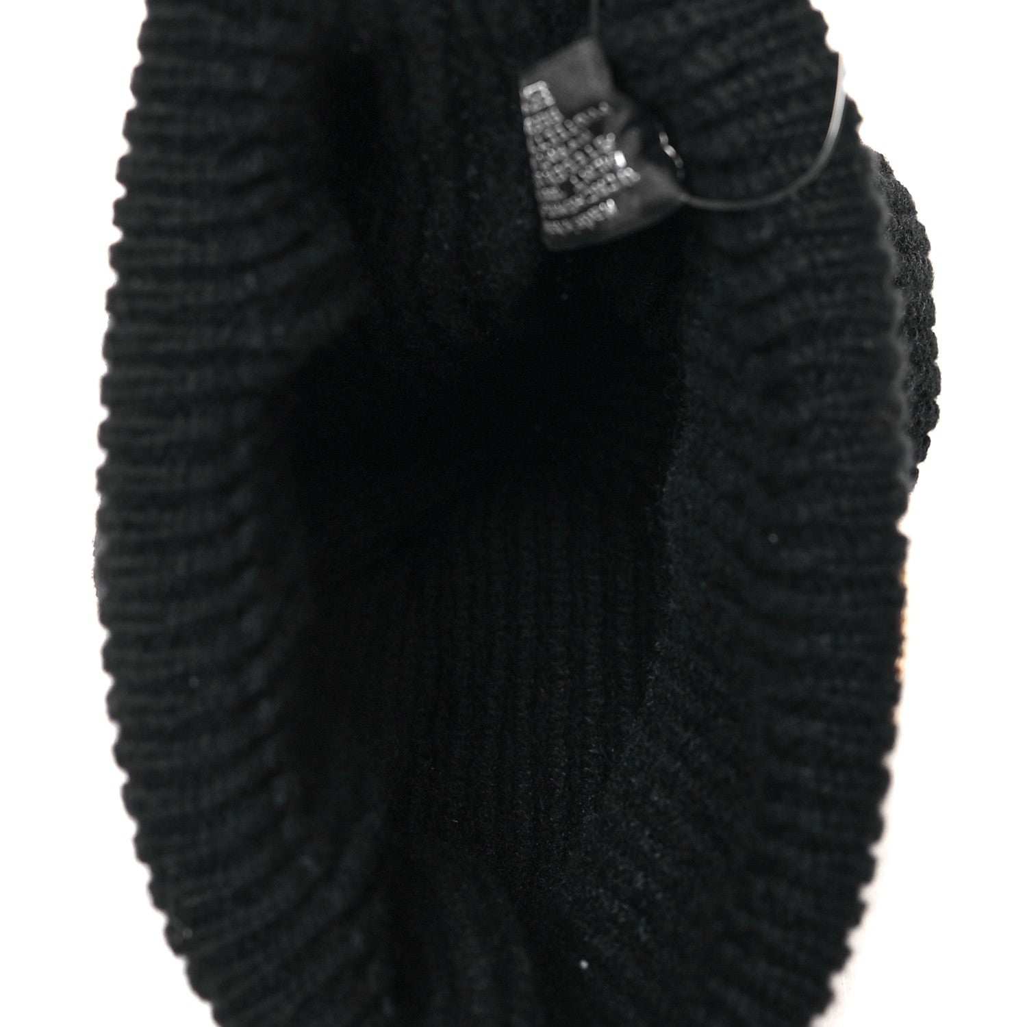 Chanel Cashmere Sequin Logo Beanie Hat Black Gold 3 of 4