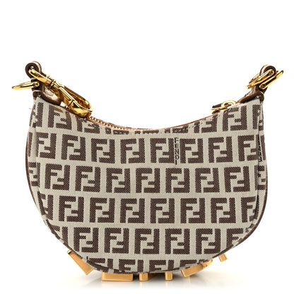 Fendi Fabric Jacquard FF 1974 Nano Fendigraphy Hobo Charm Beige 1 of 11