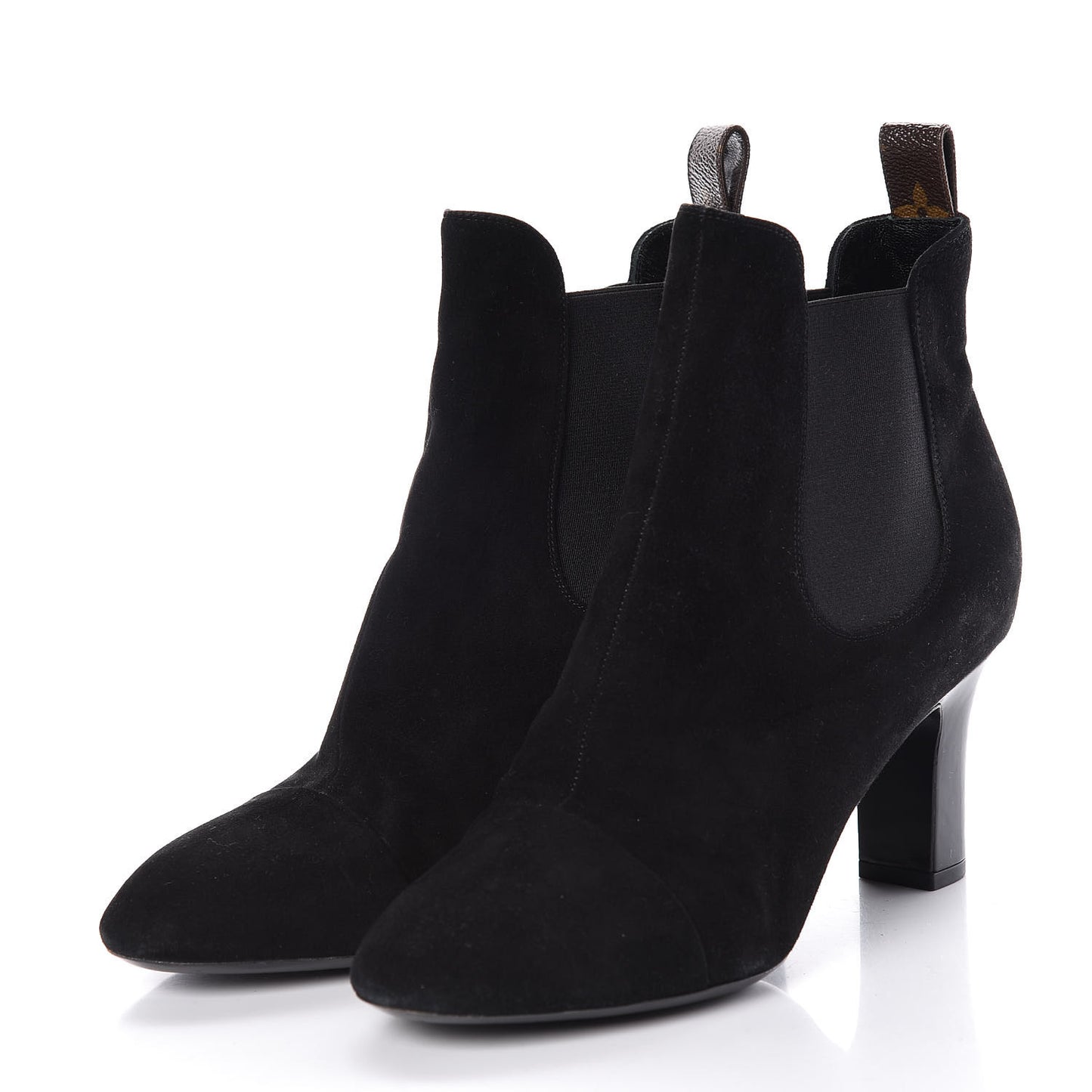 Suede Monogram Uniformes Cap Toe Chelsea 75mm Ankle Boots 39 Black