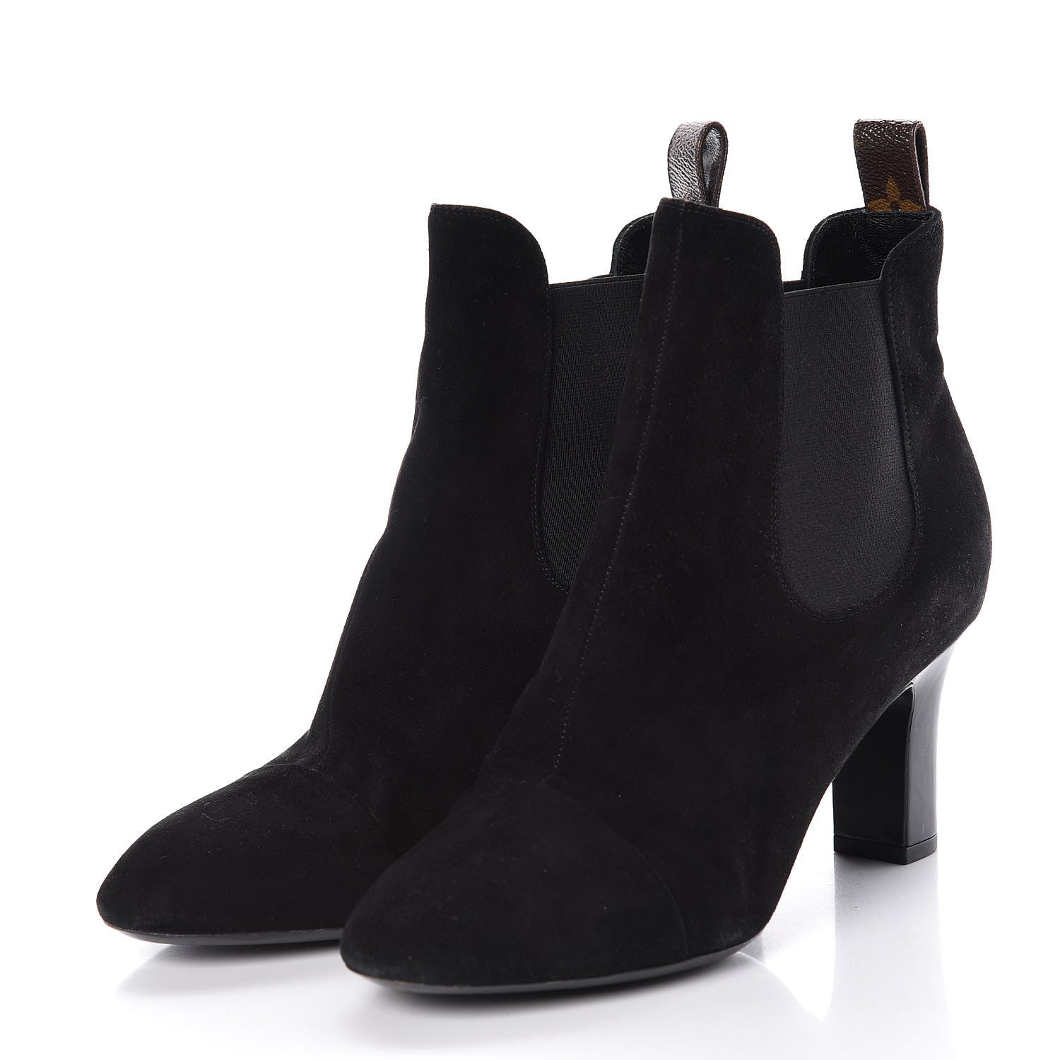 Louis Vuitton Suede Monogram Uniformes Cap Toe Chelsea 75mm Ankle Boots 39 Black 3 of 7