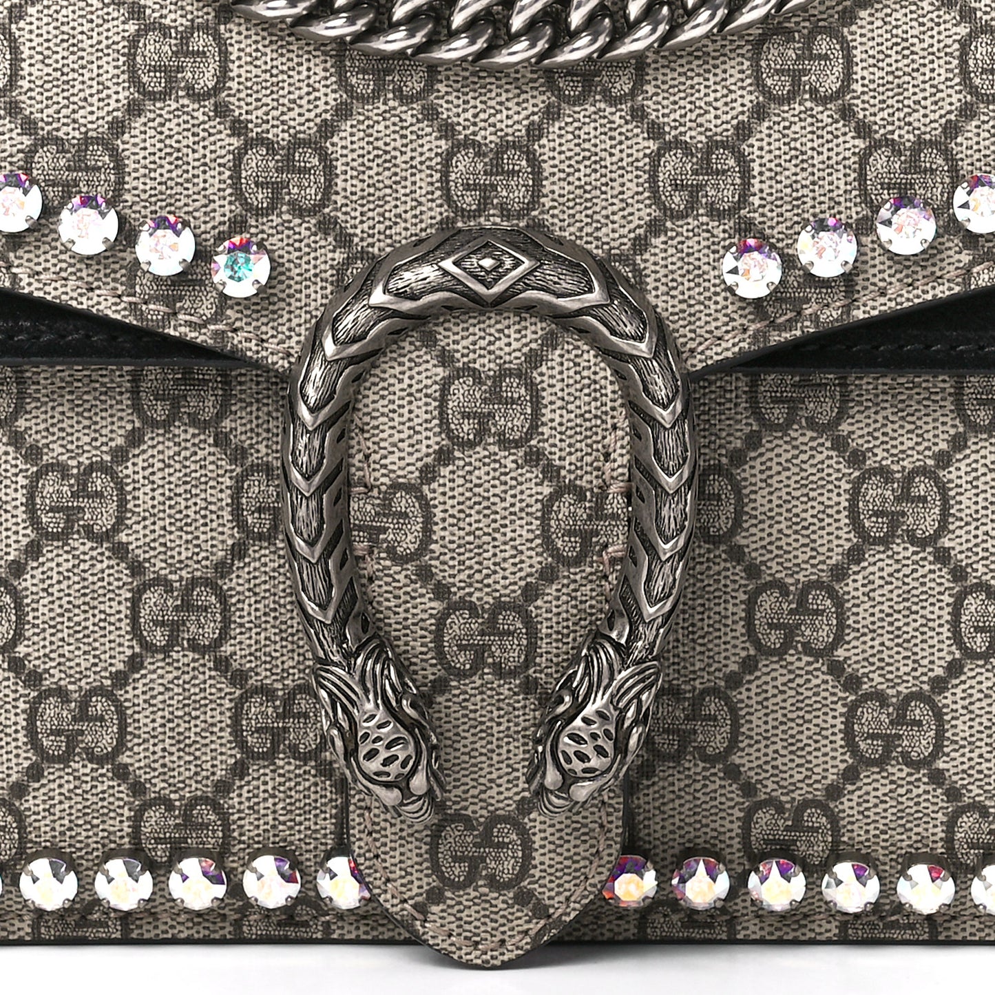 GG Supreme Monogram Crystal Small Dionysus Shoulder Bag Black